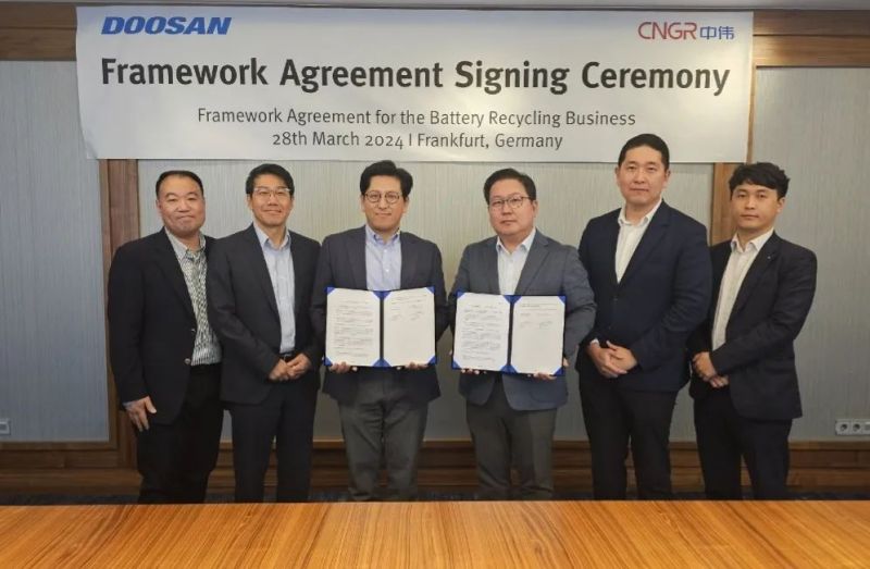 中偉股份與Doosan Recycling Solution簽訂框架協議，聯手探索電池回收領域